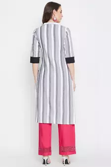 White printed cotton kurtas-and-kurtis