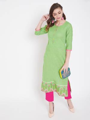 Green  embroidered cotton kurtas-and-kurtis 2