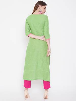 Green  embroidered cotton kurtas-and-kurtis 5