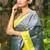Lime woven brocade saree with blouse