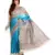 Firozi & Multicolored Handpainted Pure Silk Saree