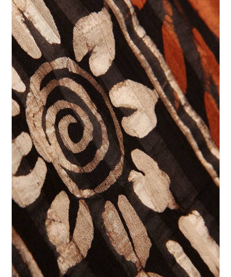 Black & Beige Silk Saree with Batik Work