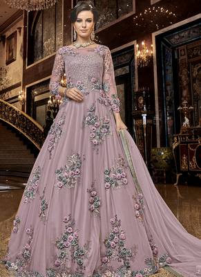 Light Pink Net Anarkali Salwar Kameez 1