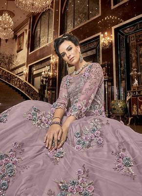 Light Pink Net Anarkali Salwar Kameez 2