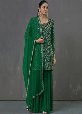 Green Georgette Pakistani Salwar Kameez 1