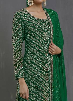 Green Georgette Pakistani Salwar Kameez 2