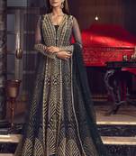 Navy Blue Butter Fly Net  Wedding Salwar Kameez