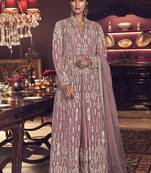 Onion Pink Butter Fly Net  Wedding Salwar Kameez