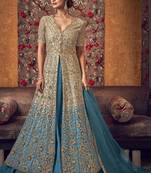Beige Butter Fly Net  Wedding Salwar Kameez