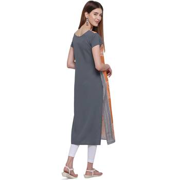 Orange printed crepe ethnic-kurtis 3