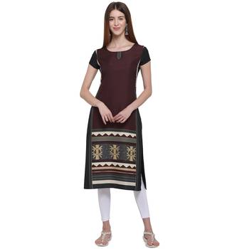 Maroon printed crepe ethnic-kurtis 1
