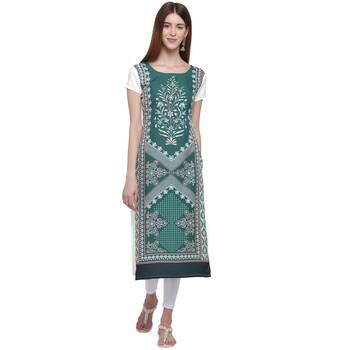 White printed crepe ethnic-kurtis 1