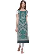 White printed crepe ethnic-kurtis