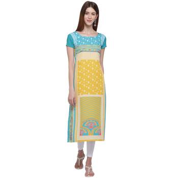 Blue printed crepe ethnic-kurtis 1