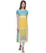 Blue printed crepe ethnic-kurtis