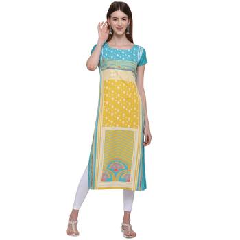 Blue printed crepe ethnic-kurtis 2