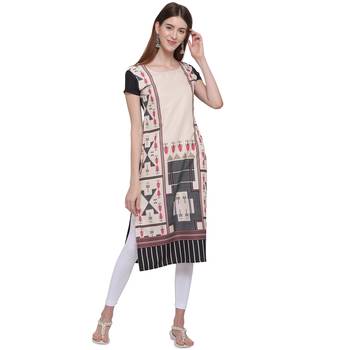 White printed crepe ethnic-kurtis 1