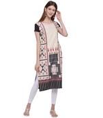 White printed crepe ethnic-kurtis