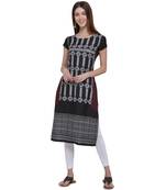 Black printed crepe ethnic-kurtis