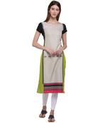 Off white printed crepe ethnic-kurtis