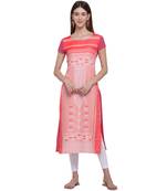 Pink printed crepe ethnic-kurtis