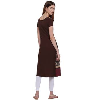 Orange printed crepe ethnic-kurtis 4