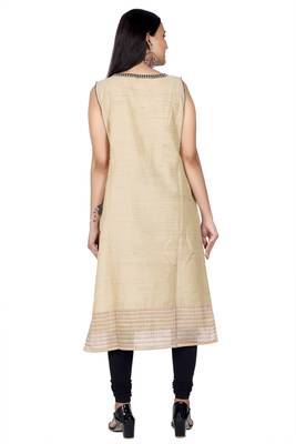 Beige printed chanderi ethnic-kurtis 3