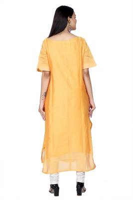 Mustard embroidered chanderi ethnic-kurtis 2