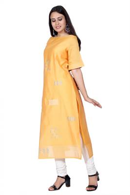 Mustard embroidered chanderi ethnic-kurtis 5