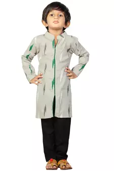 Kids Sea-Green Cotton Kurta Pyjama Set For Boys 