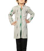 Kids Sea-Green Cotton Kurta Pyjama Set For Boys 