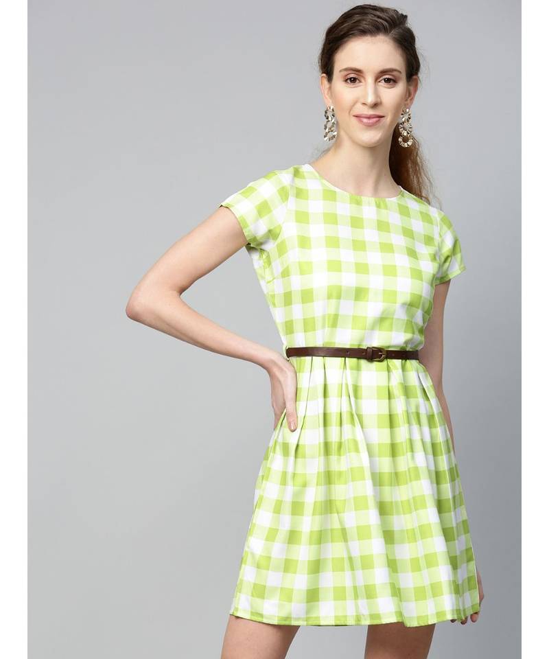 green and white skater dress Green Leafy Skater Dress - Botanical Summer Style - Size XS main image 1