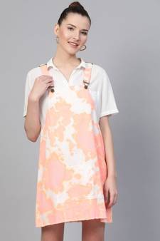 Pink Tie-Dye Pinafore Dress