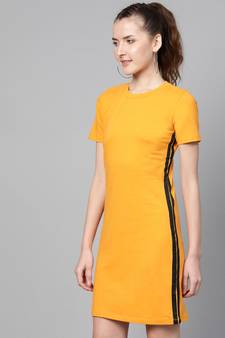 Mustard Side Tape Bodycon Dress