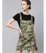 Green Camouflage Twill Pinafore Dress