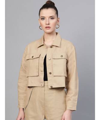 Beige Boxy Denim Jacket 1