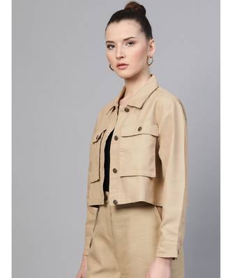 Beige Boxy Denim Jacket 2