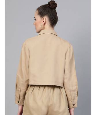 Beige Boxy Denim Jacket 3