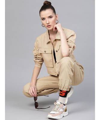 Beige Boxy Denim Jacket 4