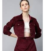 Burgundy Corduroy Boxy Jacket