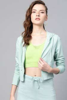 Sea Green Terry Hooded Jacket