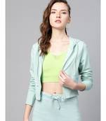 Sea Green Terry Hooded Jacket