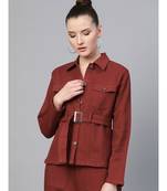 Rust Denim Belted Jacket