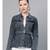 Black Acid Wash Belted Denim Jacket