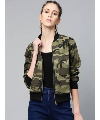 Green Camouflage Bomber Zipper Jacket 1