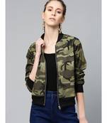 Green Camouflage Bomber Zipper Jacket