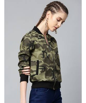 Green Camouflage Bomber Zipper Jacket 2