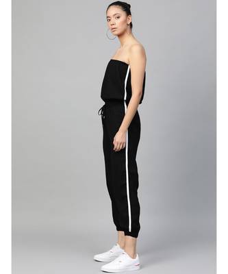 Black Side Tape Tube Bardot Jumpsuit 1