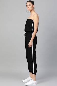 Black Side Tape Tube Bardot Jumpsuit