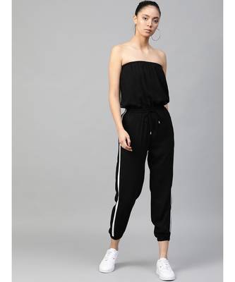 Black Side Tape Tube Bardot Jumpsuit 2